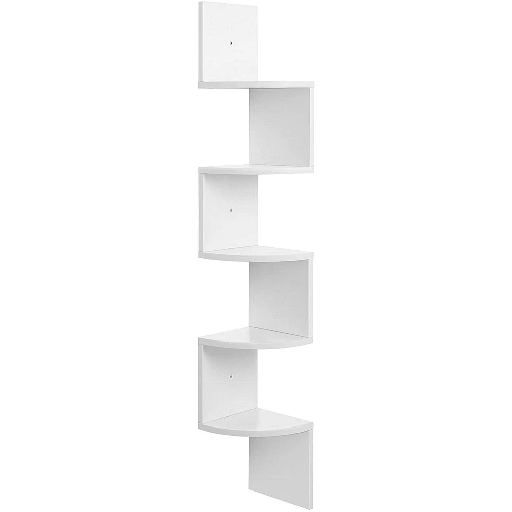 Boutique Home 5-Tier Floating Wall Shelf With Zigzag Design, White