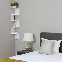 Boutique Home 5-Tier Floating Wall Shelf With Zigzag Design, White