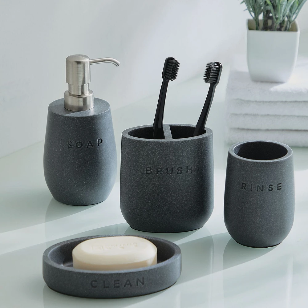 hometrends Grey Sandstone Toothbrush Holder, 1 sandstone resin toothbrush holder for bathroom use, Sandstone toothbrush holder