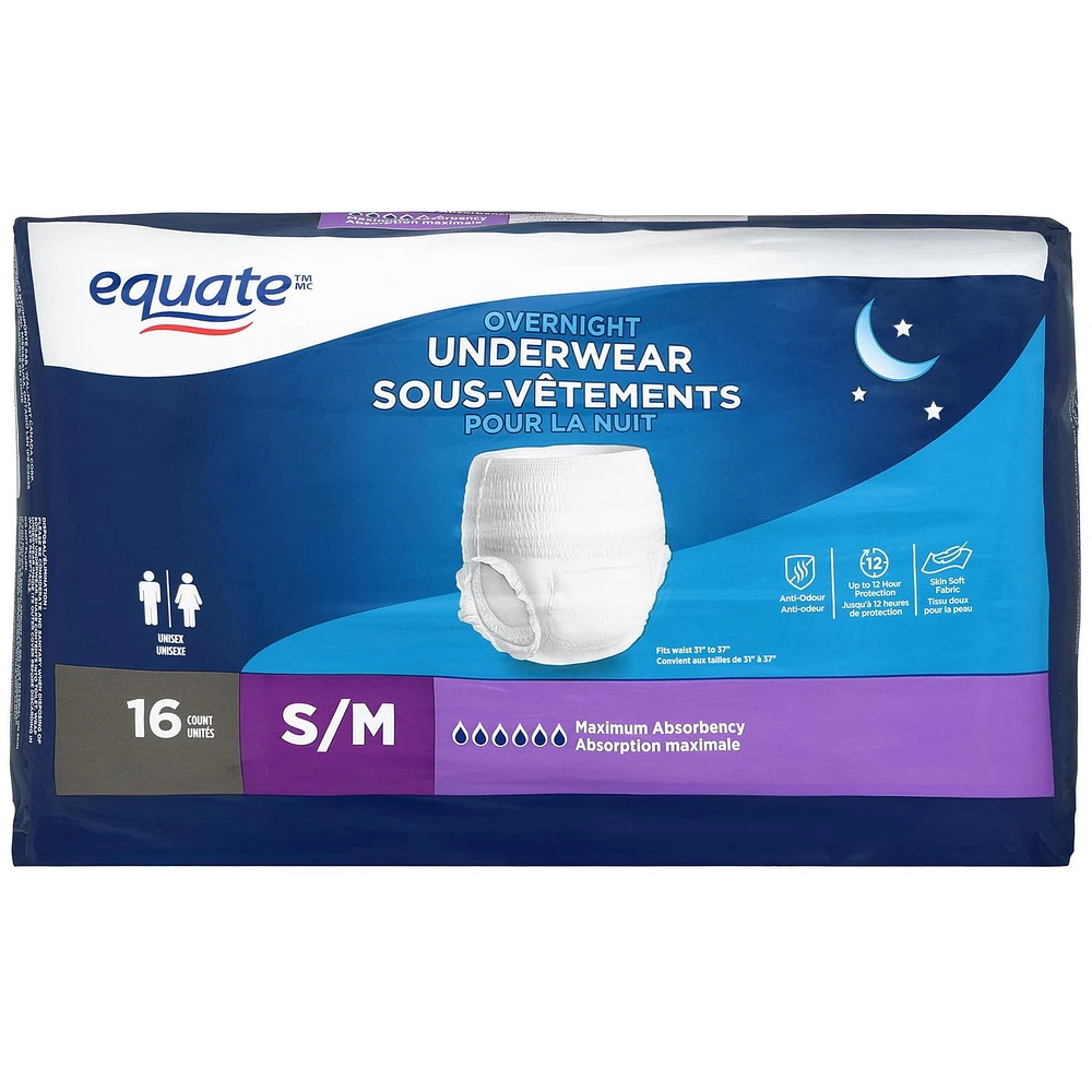 Sous-vêtements pour la nuit Equate, Petit/Moyen
