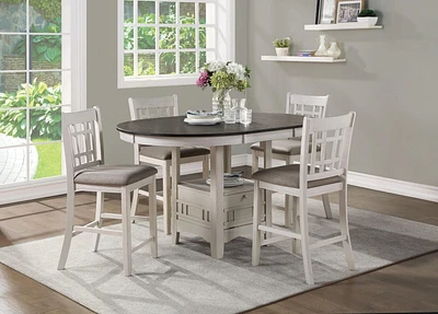 Topline Home Furnishings Classic White 5pc Counter Height Dining Set