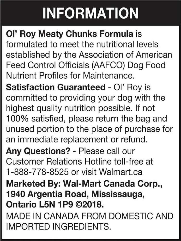 Ol' Roy Morceauz à la viande et sauce - Nourriture sèche pour chiens adultes