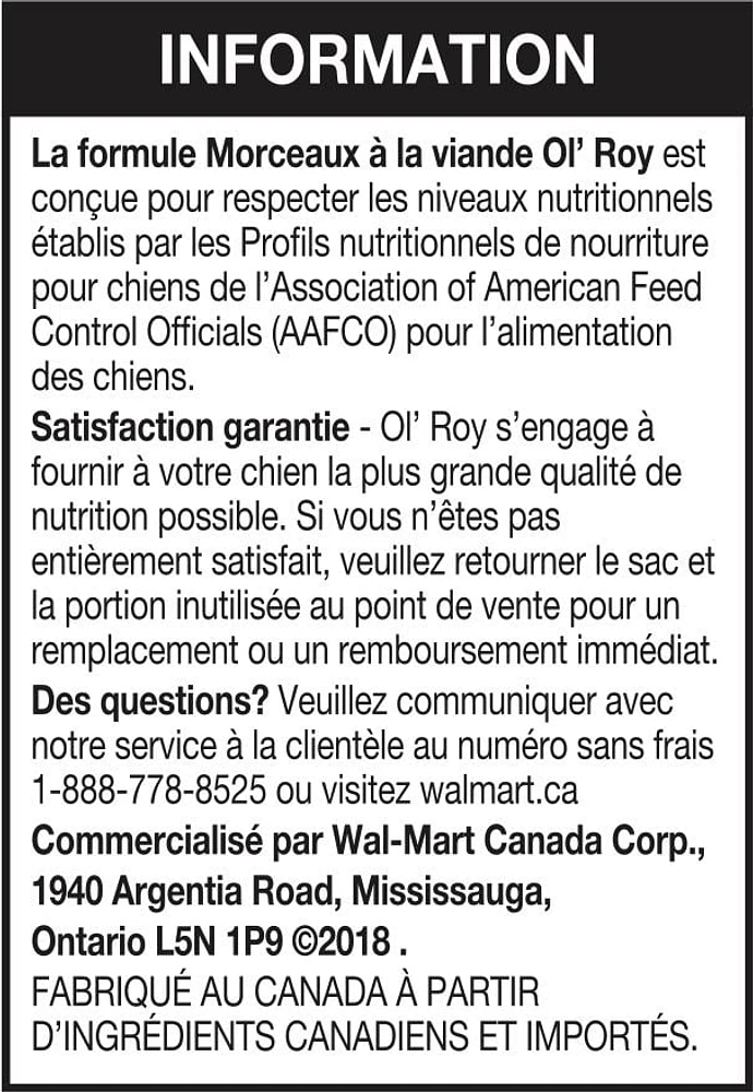 Ol' Roy Morceauz à la viande et sauce - Nourriture sèche pour chiens adultes