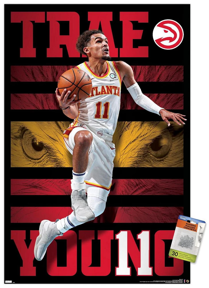 NBA Atlanta Hawks - Trae Young 20 Wall Poster, 22.375" x 34" Framed