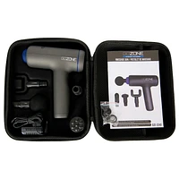 GoZone Massage Gun with Storage Case – Black/Blue, Includes 4 massage heads