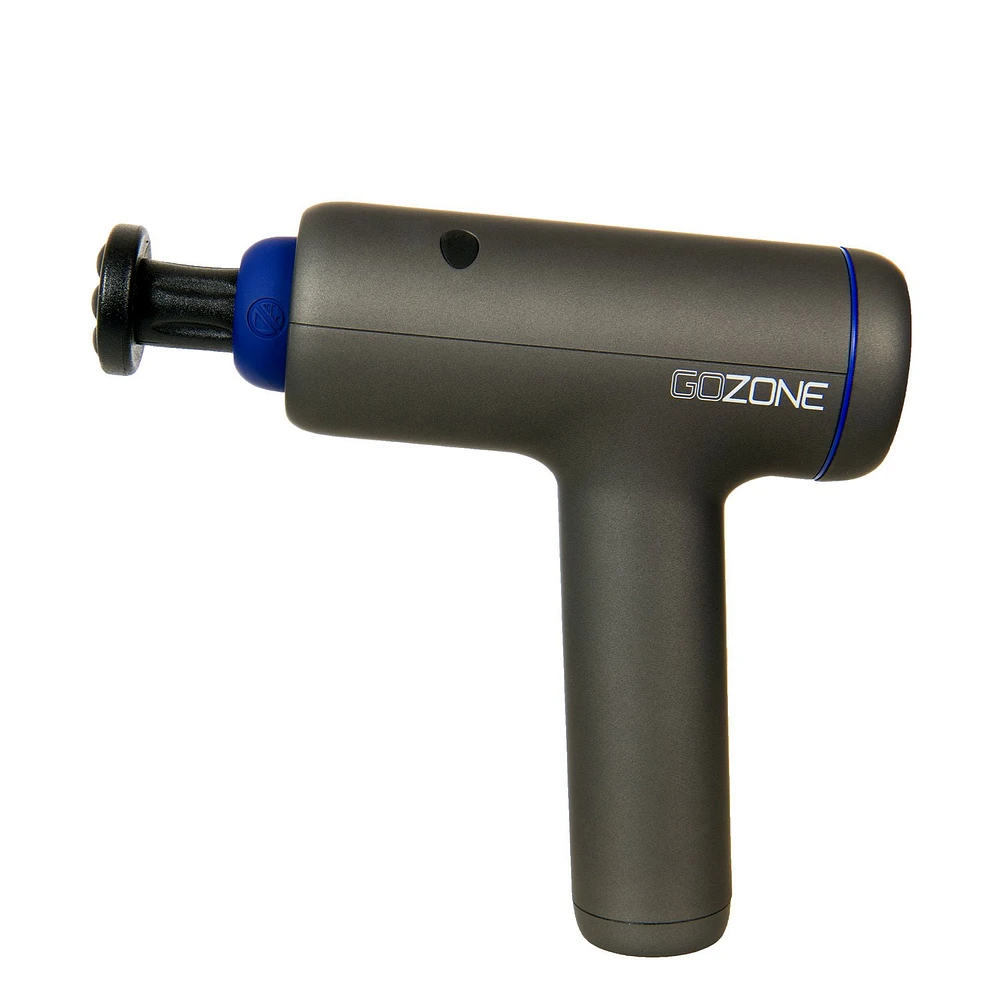 GoZone Massage Gun with Storage Case – Black/Blue, Includes 4 massage heads