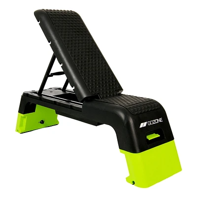 GoZone Multi-Use Adjustable Bench/Step Deck with Resistance Bands– Black/Green