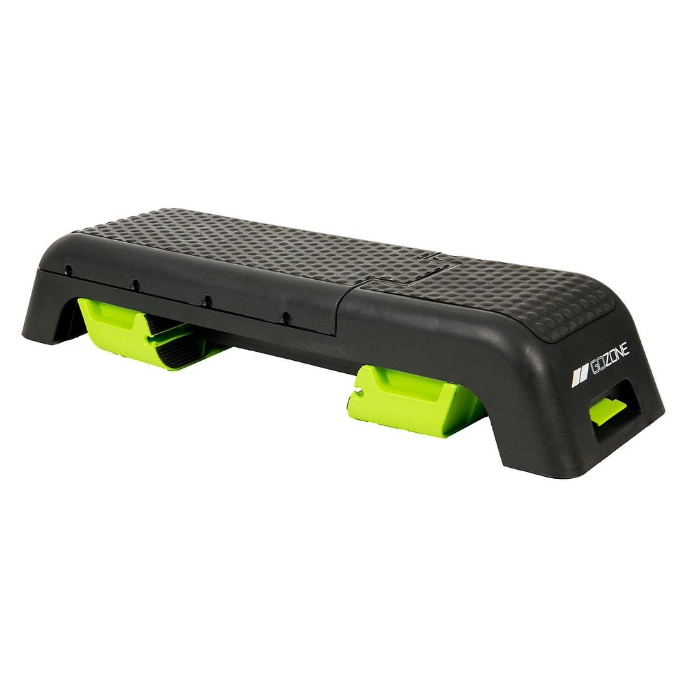 GoZone Multi-Use Adjustable Bench/Step Deck with Resistance Bands– Black/Green