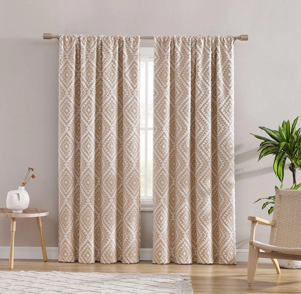 Jacquard Clip Blackout Rod Pocket Single Window Panel