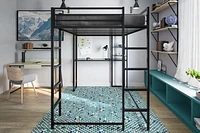 DHP Abode Full Size Metal Loft Bed, Black