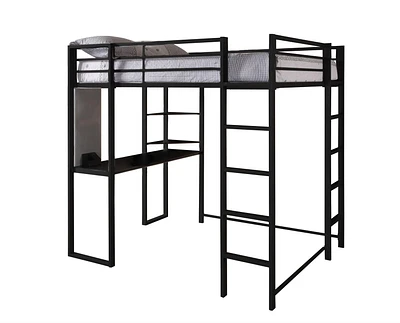 DHP Abode Full Size Metal Loft Bed, Black