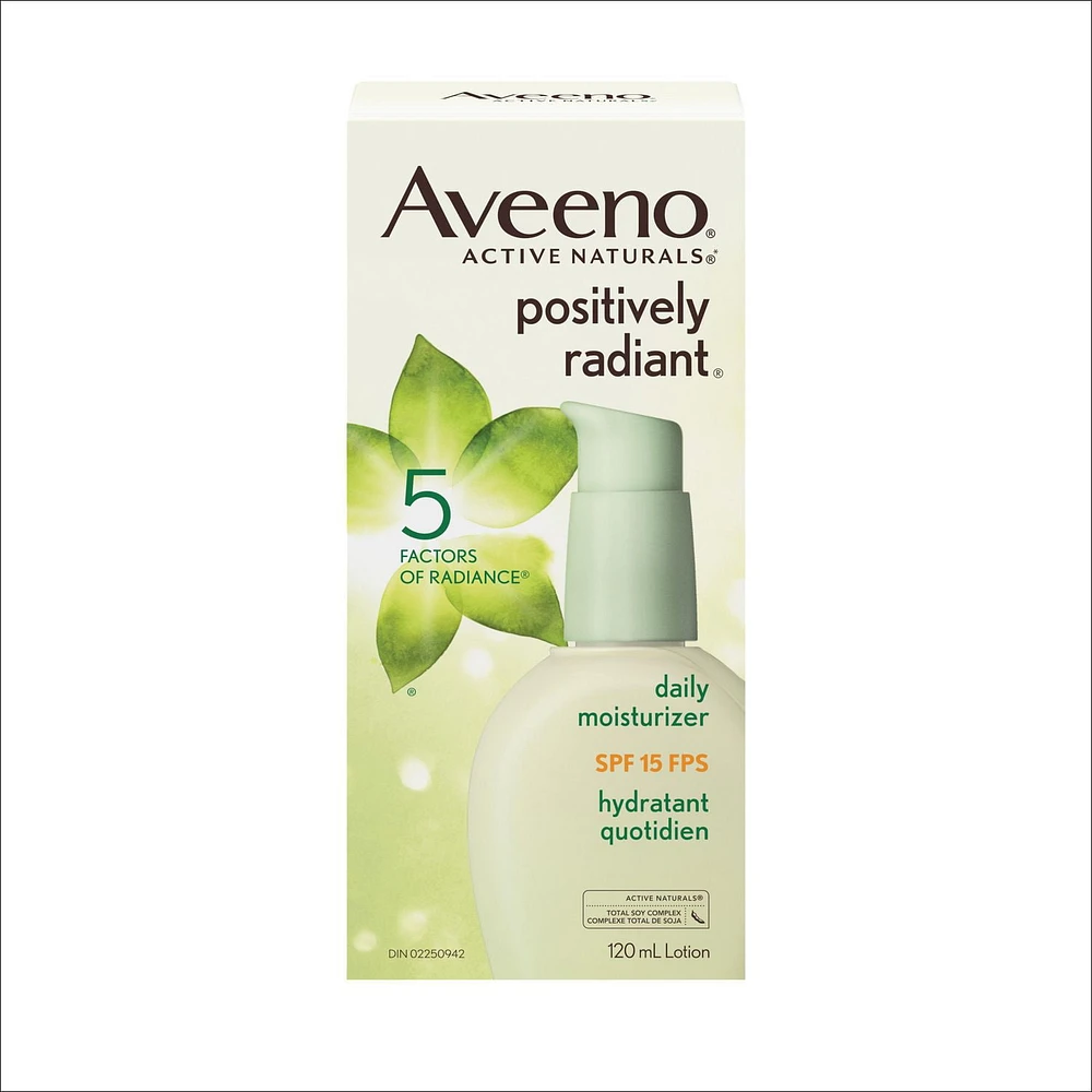 Aveeno Positively Radiant Hydratant quotidien FPS 15 + Aveeno Positively Radiant Nettoyant facial 60 secondes pour la douche Bonus Pack