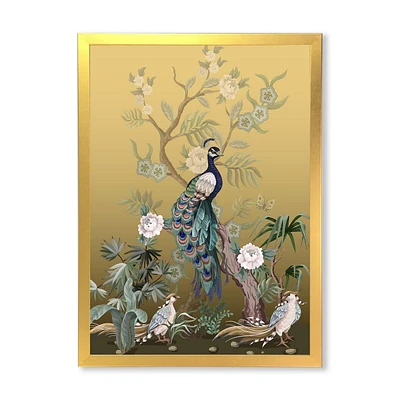 Designart Chinoiserie With Birds and Peonies VI Framed Wall Art