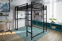 DHP Abode Full Size Metal Loft Bed, Black