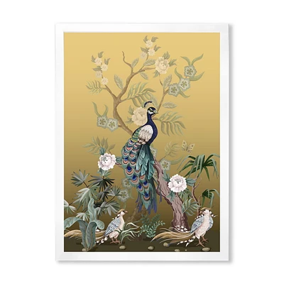 Designart Chinoiserie With Birds and Peonies VI Framed Wall Art