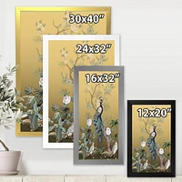 Designart Chinoiserie With Birds and Peonies VI Framed Wall Art