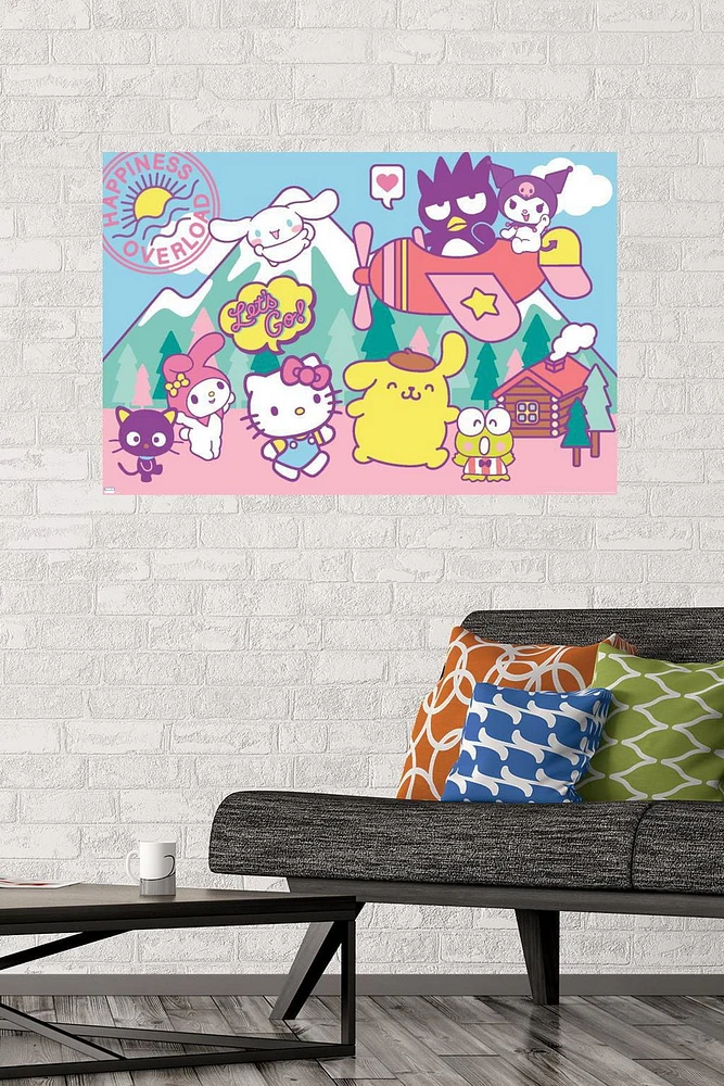 Hello Kitty and Friends - Happiness Overload Wall Poster, 14.725" x 22.375" Framed