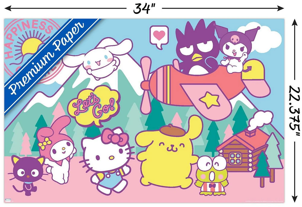 Hello Kitty and Friends - Happiness Overload Wall Poster, 14.725" x 22.375" Framed