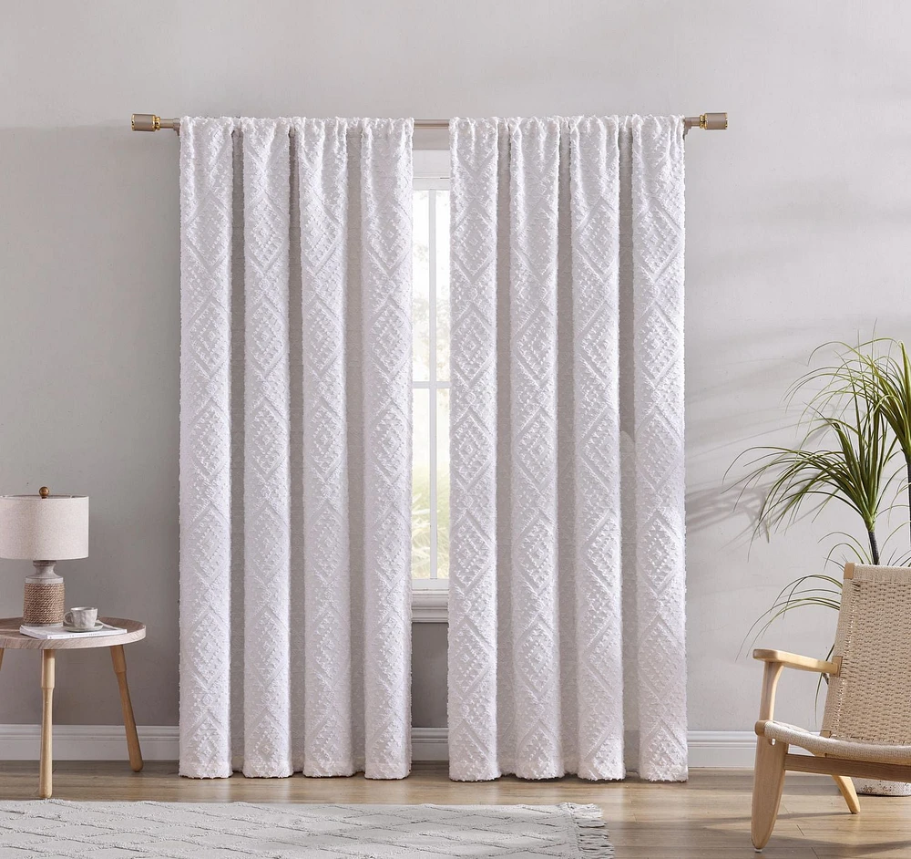 Jacquard Clip Blackout Rod Pocket Single Window Panel
