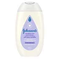 Johnson’s Sensitive Care Baby Wash & Shampoo, Hypoallergenic Cleanser, Pro-Vitamin B5, Sunflower Oil, Dry Skin, 400 mL