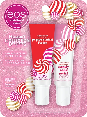 eos Holiday Peppermint Twist/Candy Cany Swirl Super Balm Blister 20ml, 2pk