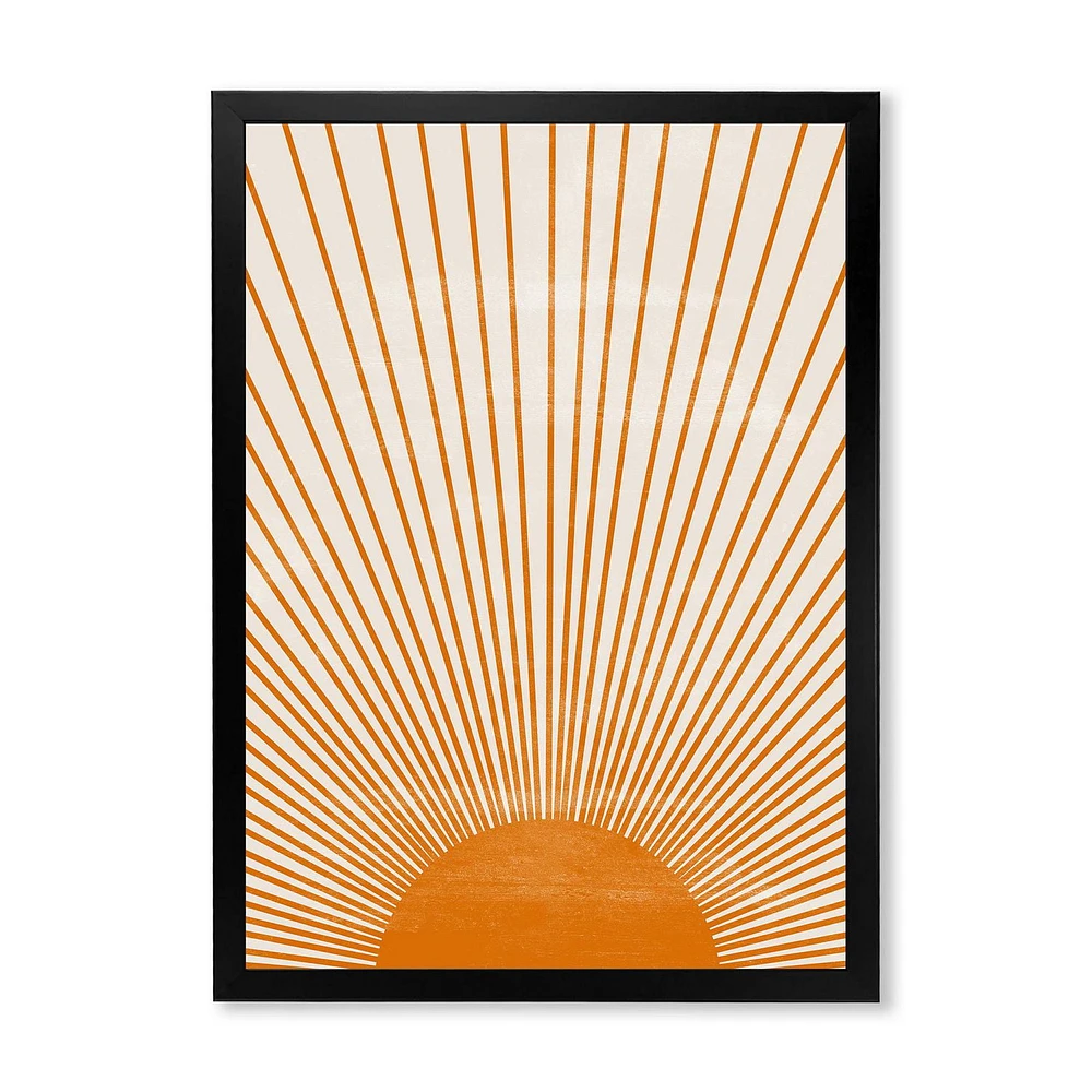 Designart Orange Sun Print III Framed Wall Art