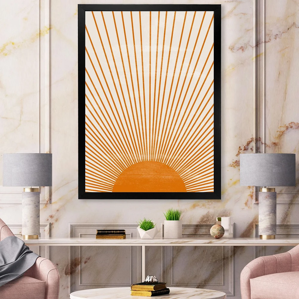 Designart Orange Sun Print III Framed Wall Art