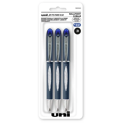 uni® Jetstream Ballpoint Pens, Medium Point (1.0mm), Blue, 3 Pack, Jetstream Stick Ballpoint Pen