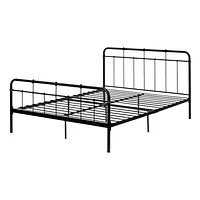 South Shore Holland Metal Queen Platform Bed with Headboard (60''), Black