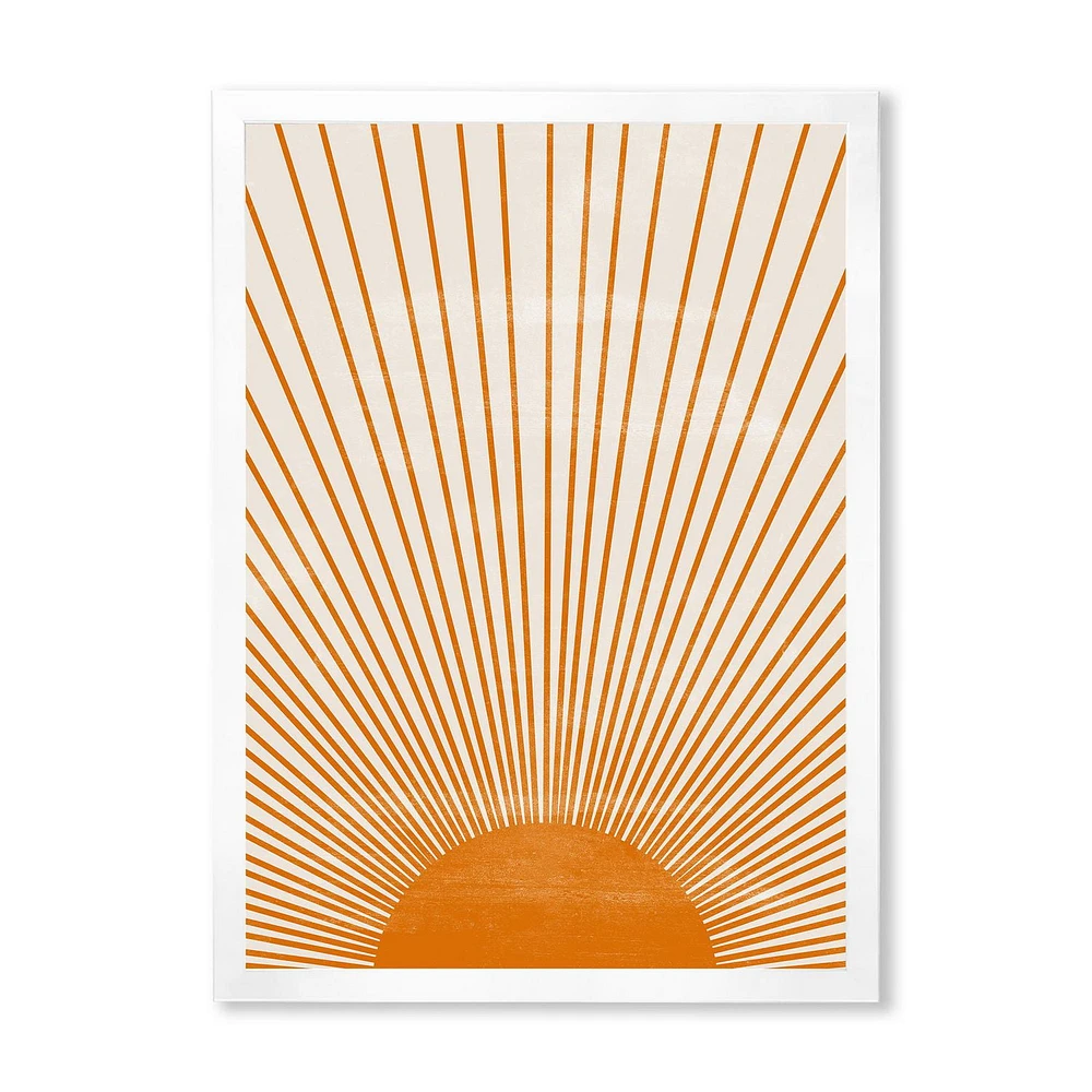 Designart Orange Sun Print III Framed Wall Art