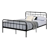 South Shore Holland Metal Queen Platform Bed with Headboard (60''), Black