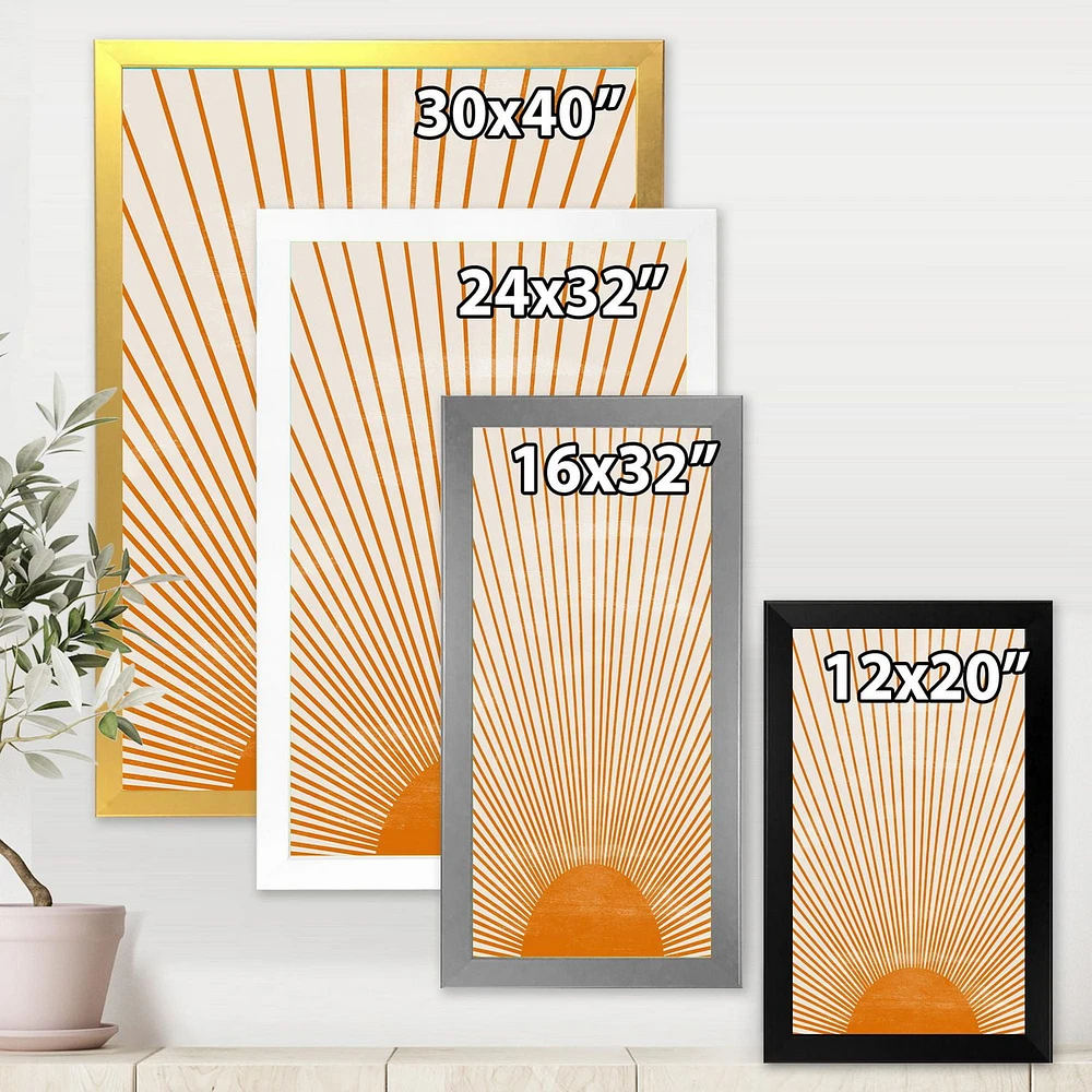 Designart Orange Sun Print III Framed Wall Art