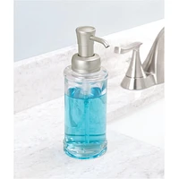 iDesign Hamilton Clear Glass Foaming Soap Pump, 3" x 3" x 8.3", Clear/Brushed, Foaming Soap Pump