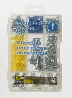 Hillman Household Anchor Kit, Kit contains 5 styles of anchors and screws.