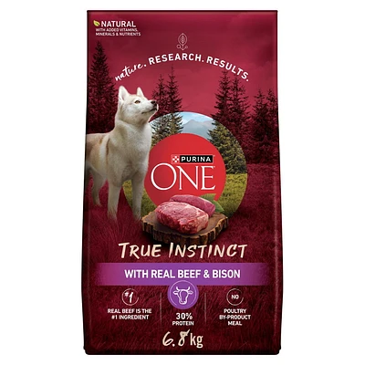 Purina ONE Véritable Instinct Boeuf et Bison, Nourriture Sèche pour Chiens 6,8-12,4 kg