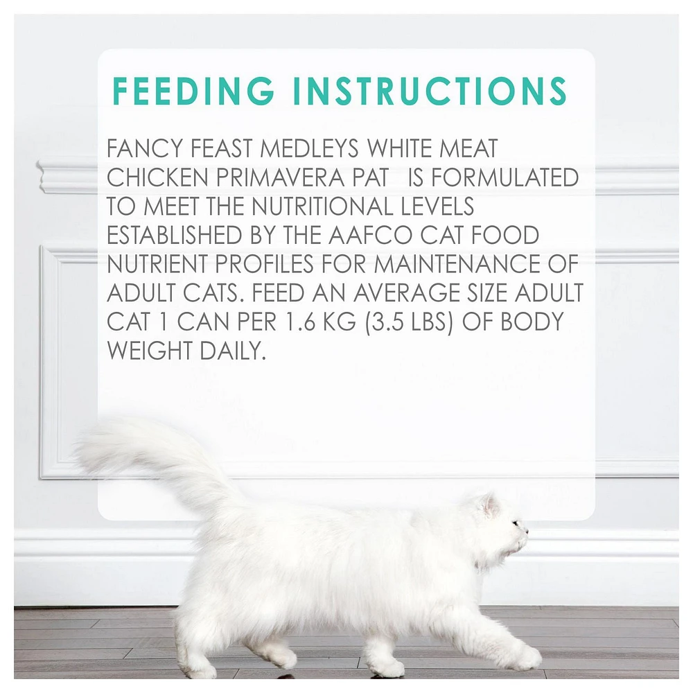 Fancy Feast Medleys White Meat Chicken Primavera Pâté, Wet Cat Food 85 g, 85 g