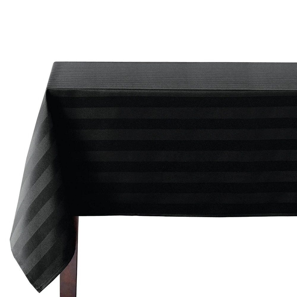 Hometrends Microfiber Stripe Tablecloth, 60" x 120" Rectangle, Black