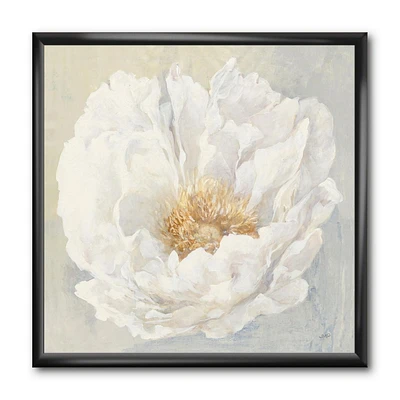 Designart White Serene Peony Framed Wall Art