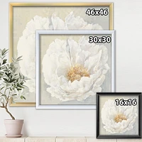 Designart White Serene Peony Framed Wall Art