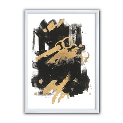 Designart Gold and Black drift I Framed Wall Art