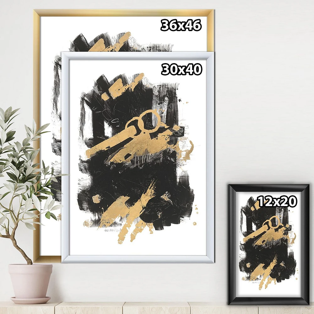 Designart Gold and Black drift I Framed Wall Art