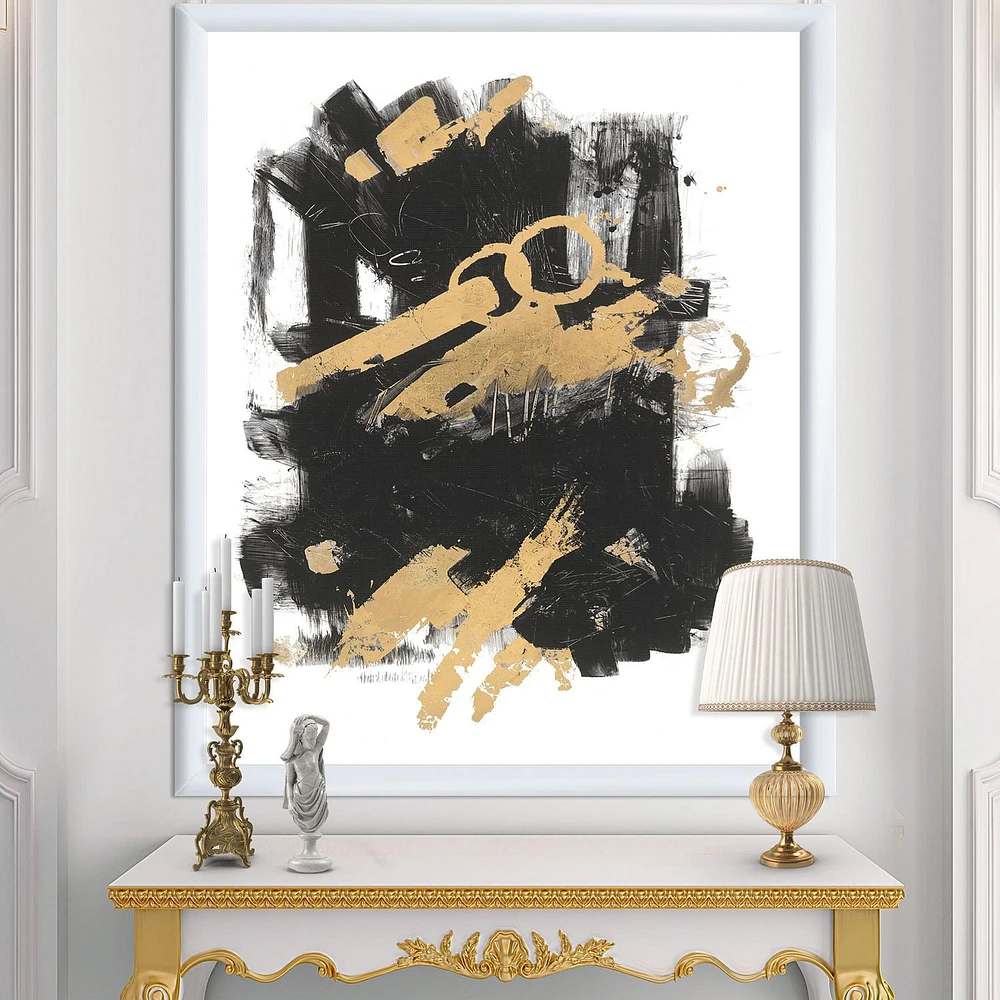 Designart Gold and Black drift I Framed Wall Art