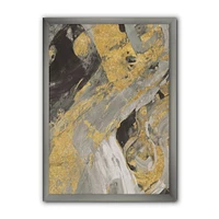 Designart Marble Gold and Black Framed Wall Art