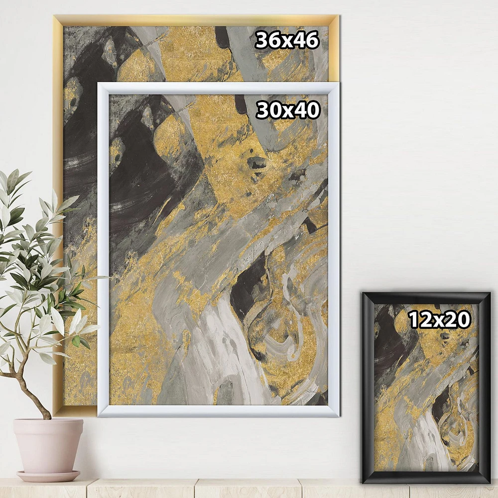 Designart Marble Gold and Black Framed Wall Art