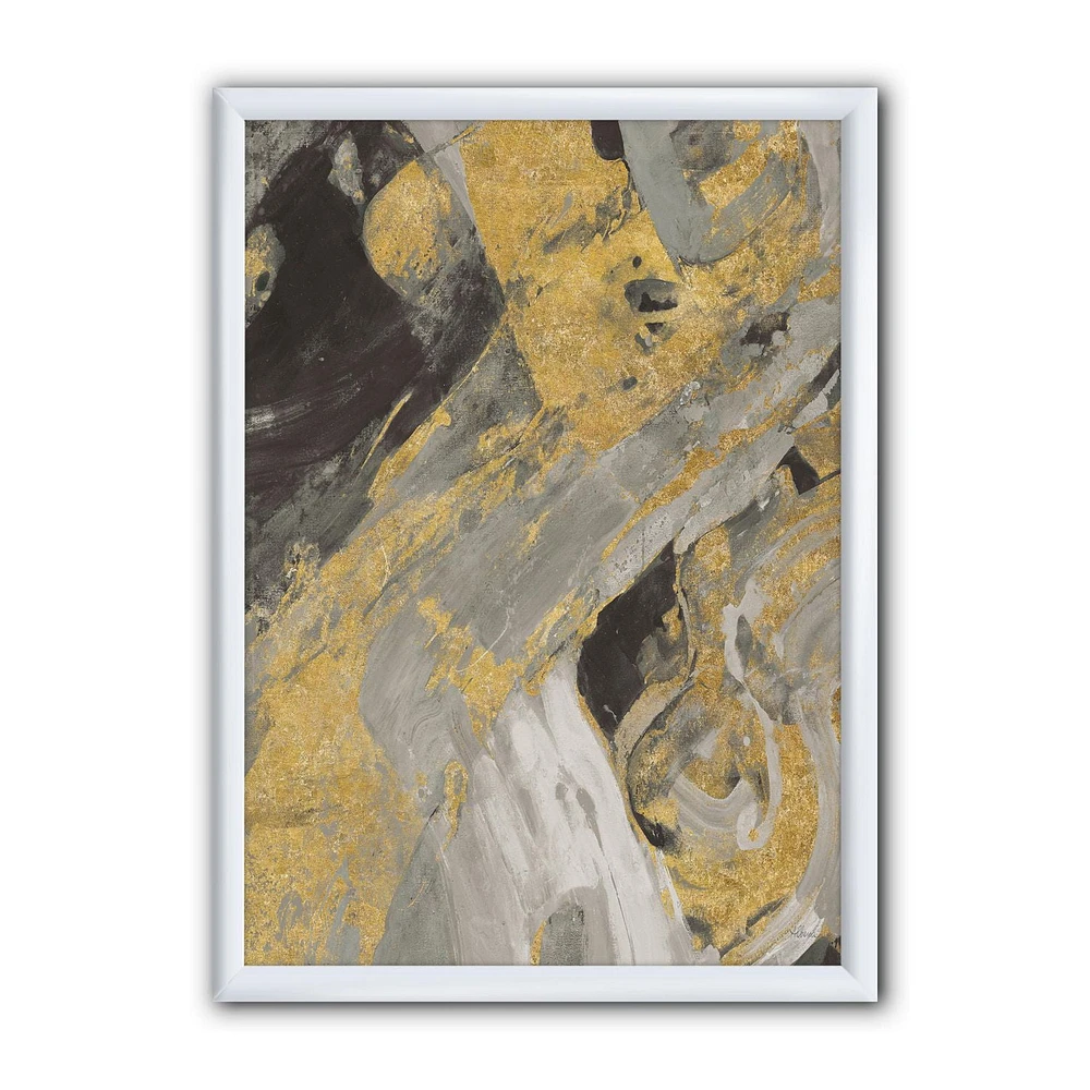 Designart Marble Gold and Black Framed Wall Art