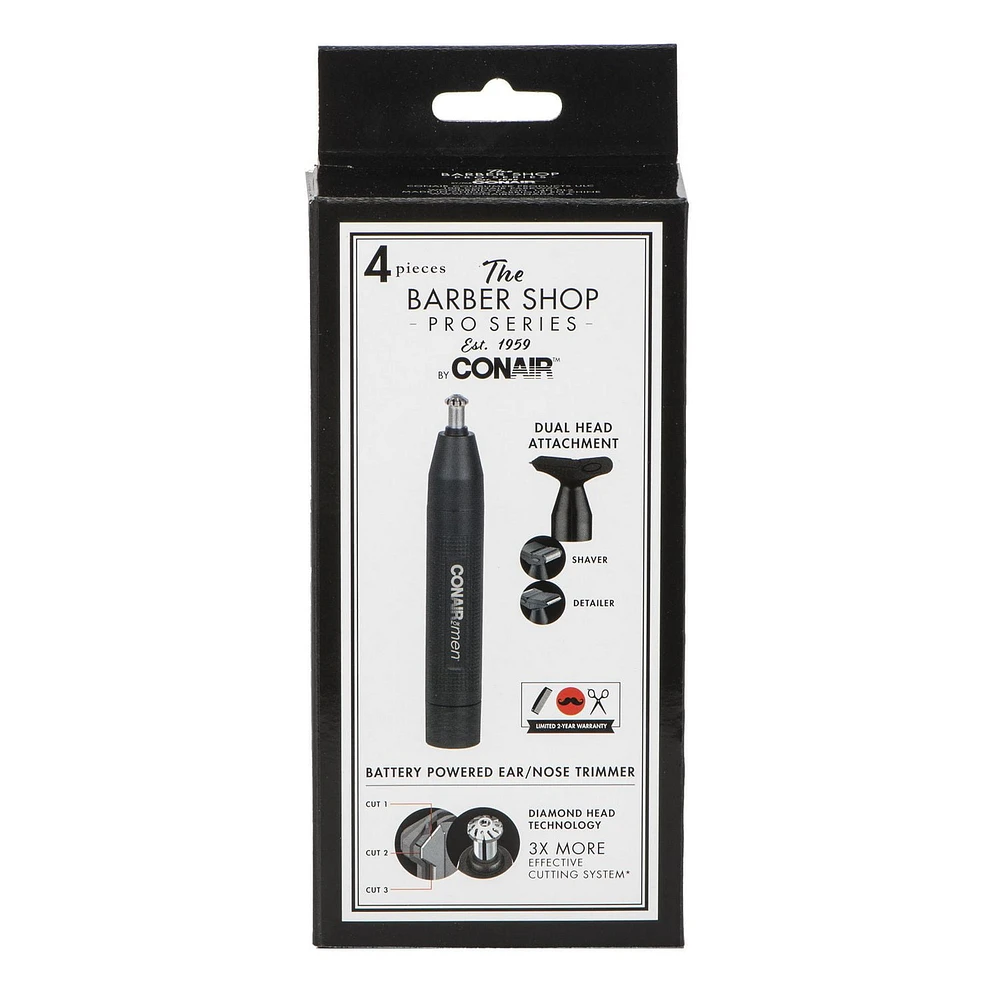 The Barber Shop PRO Series by Conair Grooming Battery Operated Diamond Head Nose Ear Trimmer with Multi Face Trimmer Head