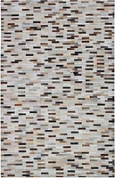 ECARPETGALLERY 5'0" x 8'0" Contemporary Cowhide Patchwork Handmade Area Rug for Living Room, Dining Room and Bedroom in Ivory