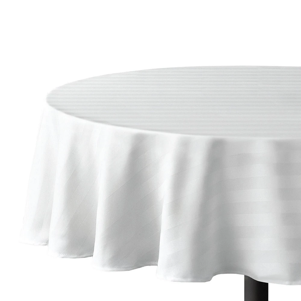 Hometrends Microfiber Stripe Tablecloth, 70" Round, White