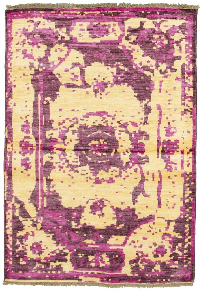 ECARPETGALLERY 4'8" x 6'8" Transitional Jules Oushak Hand-knotted Area Rug for Living Room, Dining Room and Bedroom in Pink