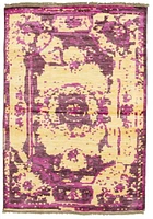 ECARPETGALLERY 4'8" x 6'8" Transitional Jules Oushak Hand-knotted Area Rug for Living Room, Dining Room and Bedroom in Pink